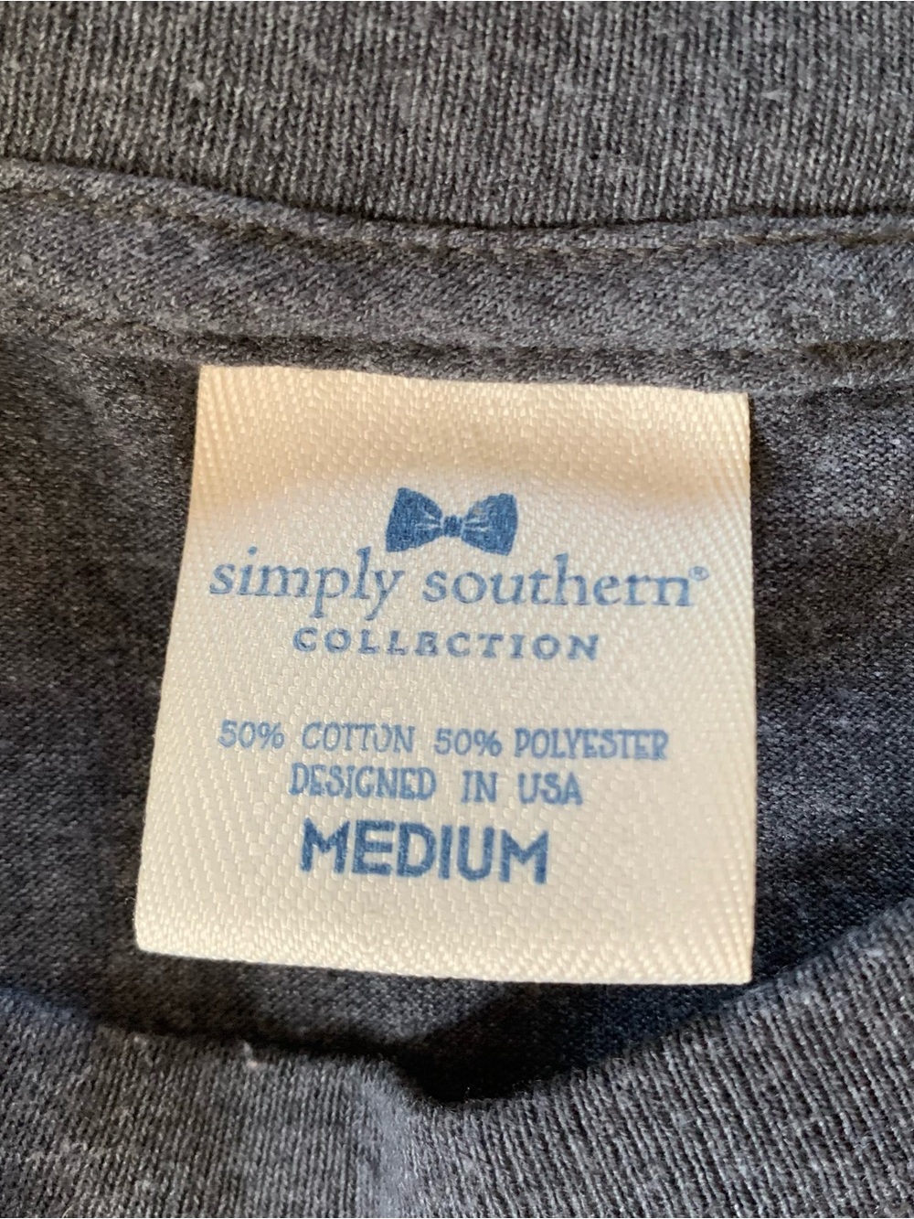 Simply Southern Christmas Shirt Santa Dog Graphic Gray Glitter Long Sleeve Sz M - Picture 9 of 11